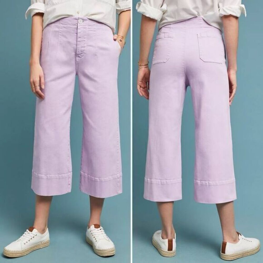 Pilcro Anthropologie Ultra High-Rise Wide-Leg Jeans in Lilac Size 27